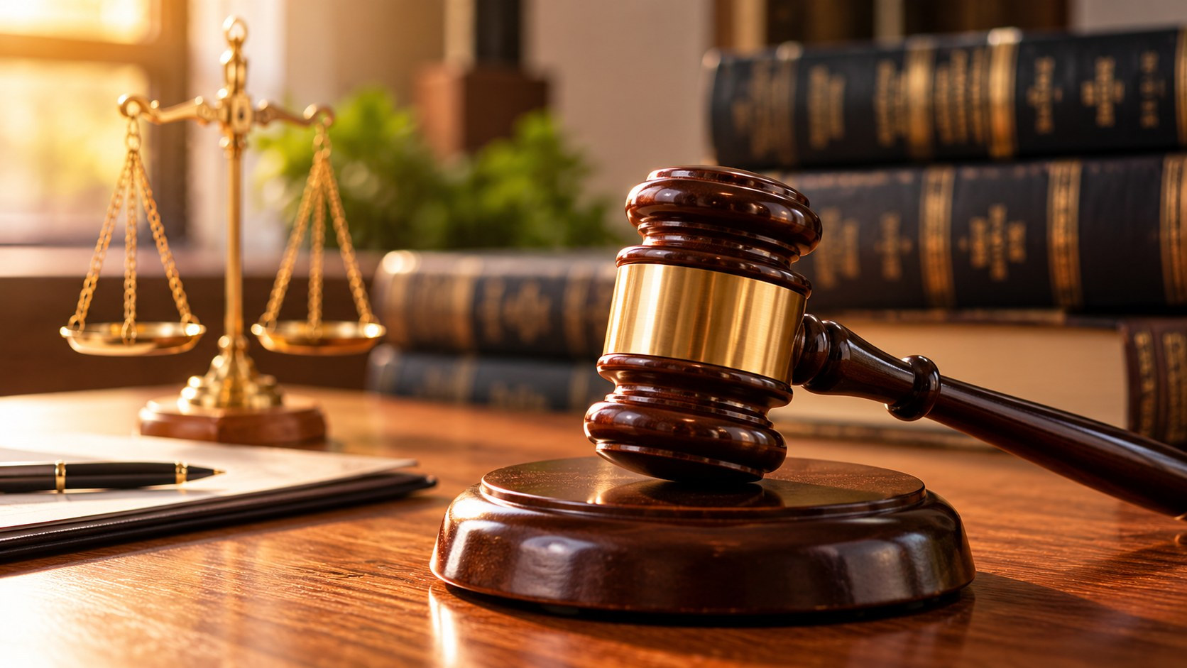 Gavel and law books