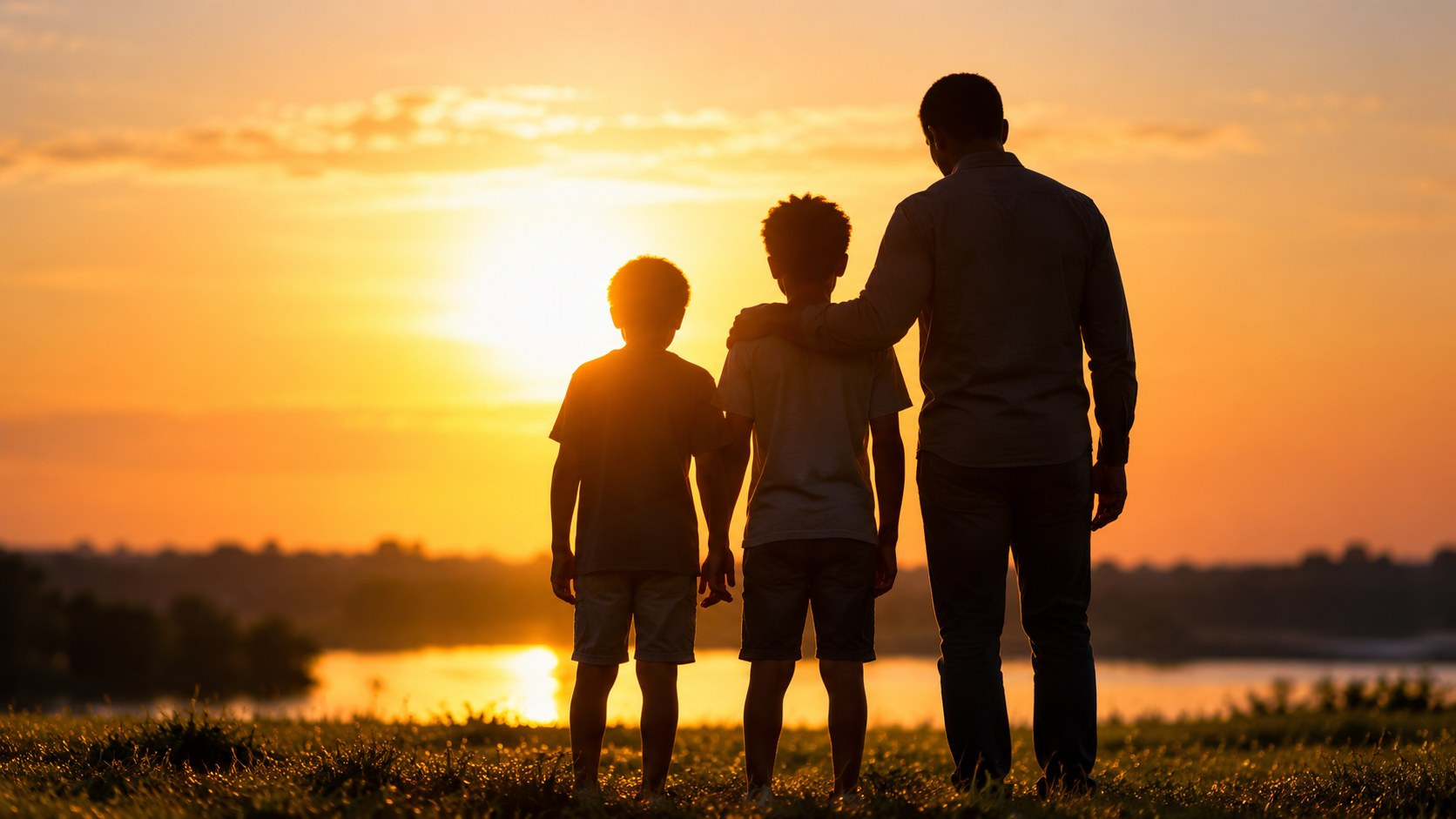 Family at sunset